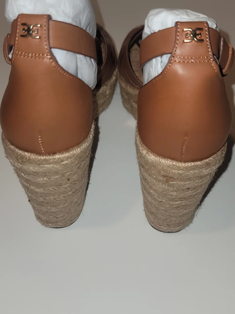 Sam Edelman Marietta Tan Leather Espadrille Wedge Sandals